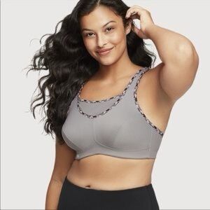 GLAMORISE GRAY WIRE FREE SPORTS BRA size 34D NWT